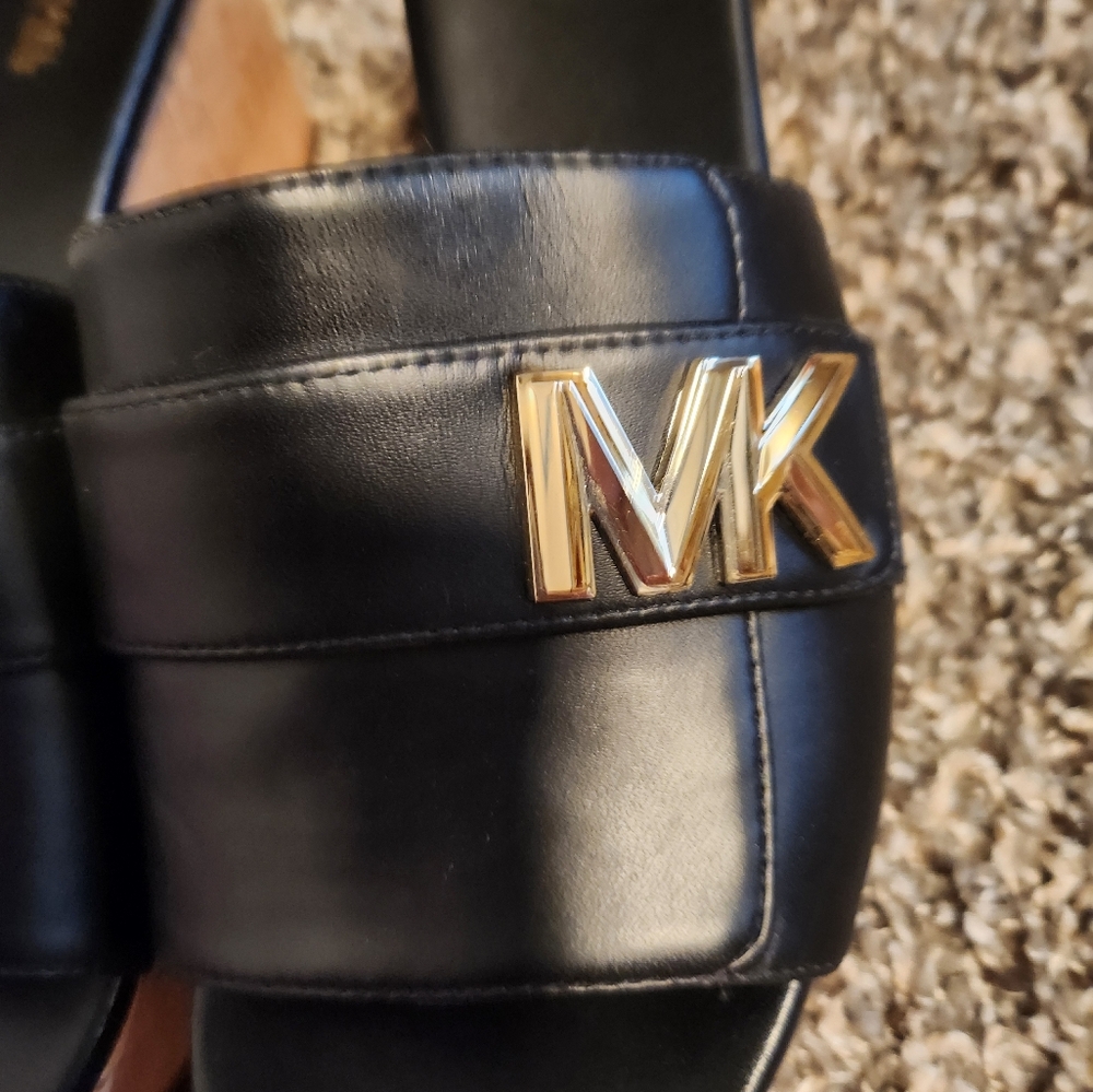 Michael Kors Black and Gold Mules with Signature Logo - Picture 4 of 4